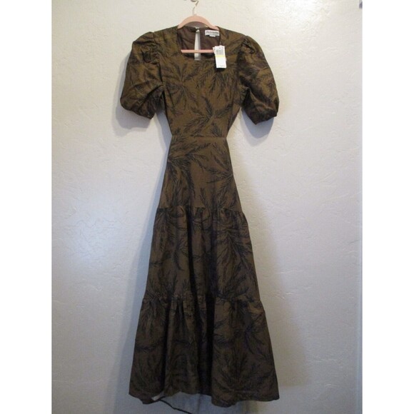 Charlie Holiday Womens Sz 6 M Flores Isles of Palm Cutout Linen Blend Maxi Dress - Picture 2 of 15